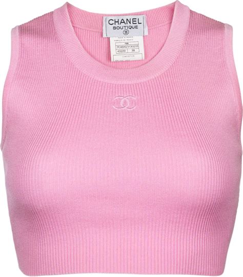 chanel pink crop top|pre owned Chanel tops.